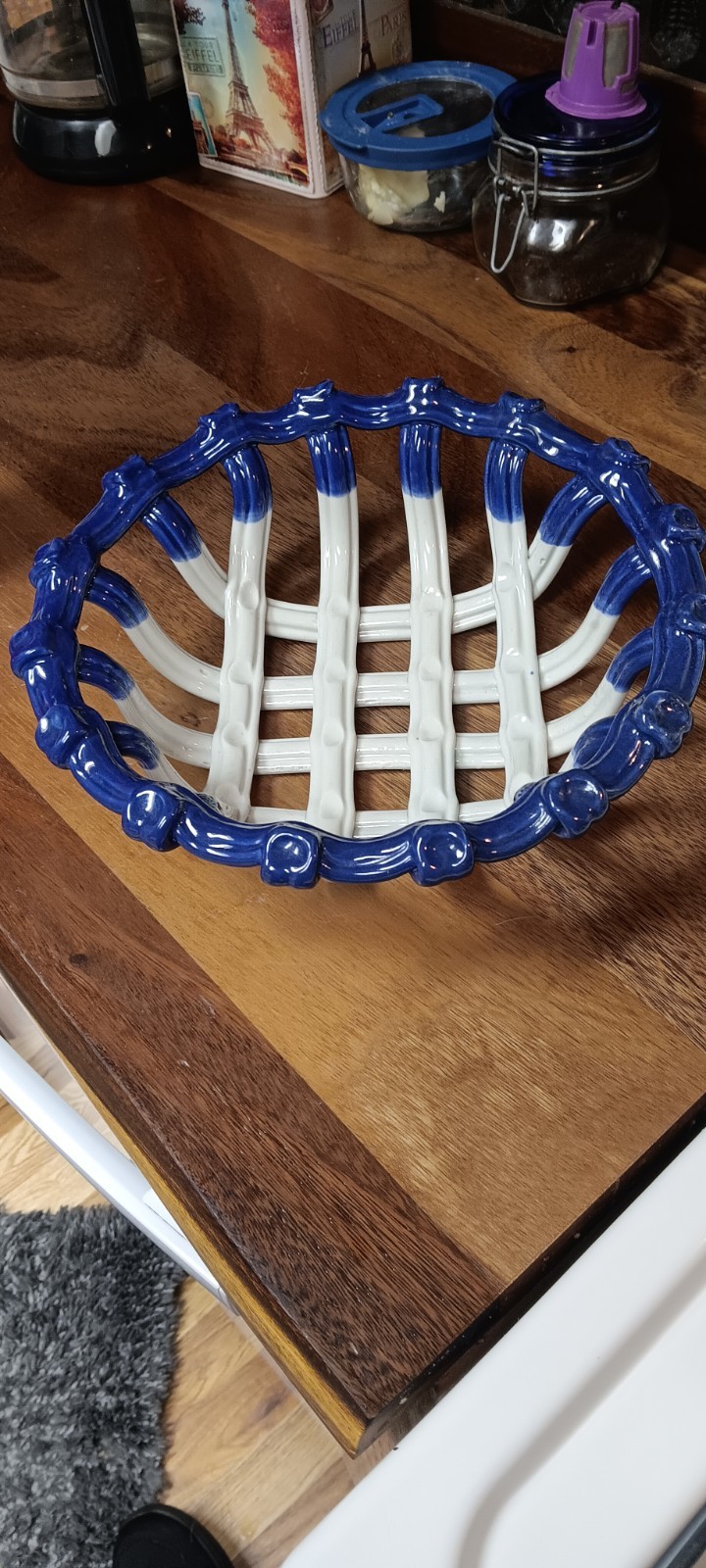 Woven Ceramic Blue And White Bowl Hand Made