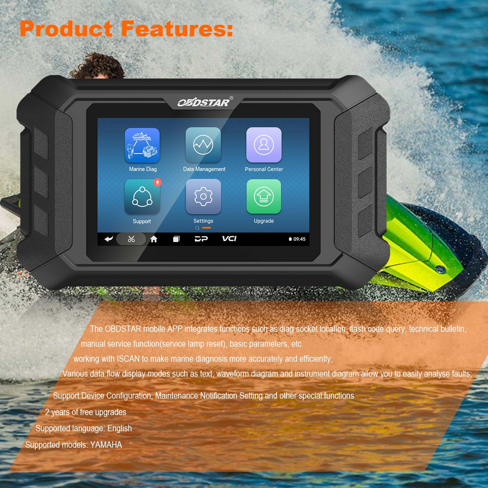 OBDSTAR iScan For YAMAHA Marine Diagnostic Tablet Code Read Data Flow ActionTest