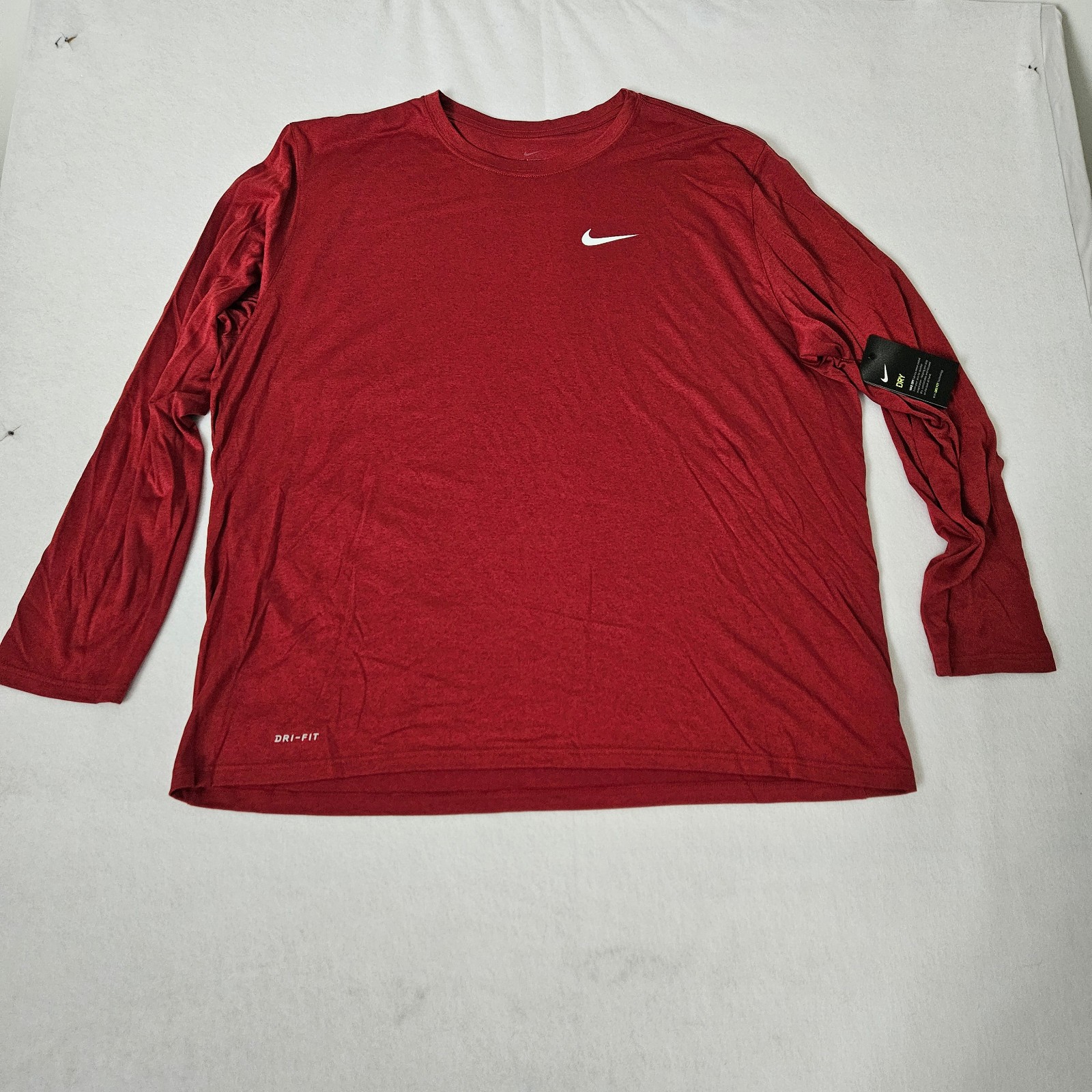 Nike Dri Fit Long Sleeve Shirt 3XLT Big Tall Red Athletic Training Tee NWT