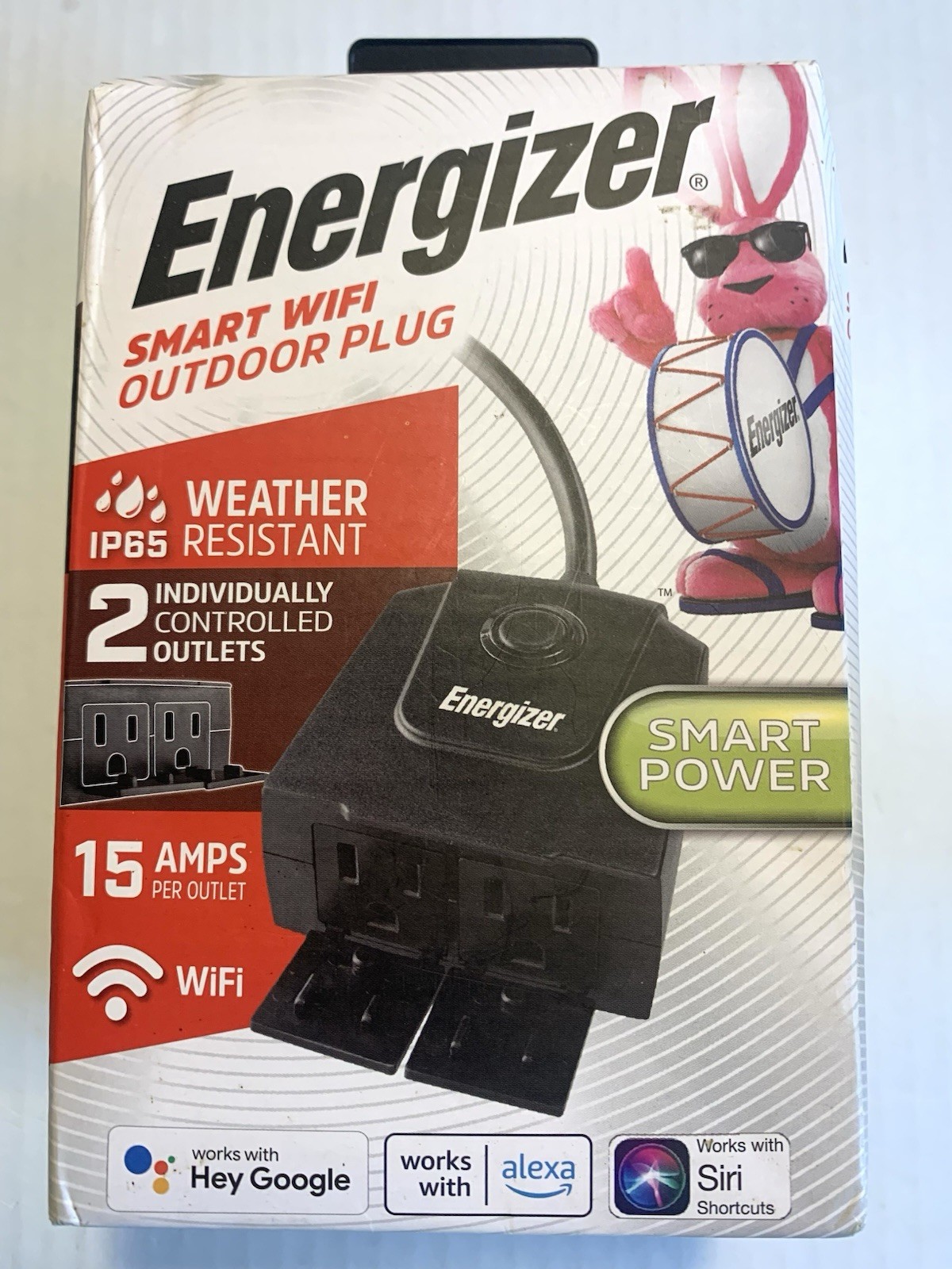 Energizer Smart WiFi Outdoor Plug Weather Resistant 2 Outlets Alexa Google Siri