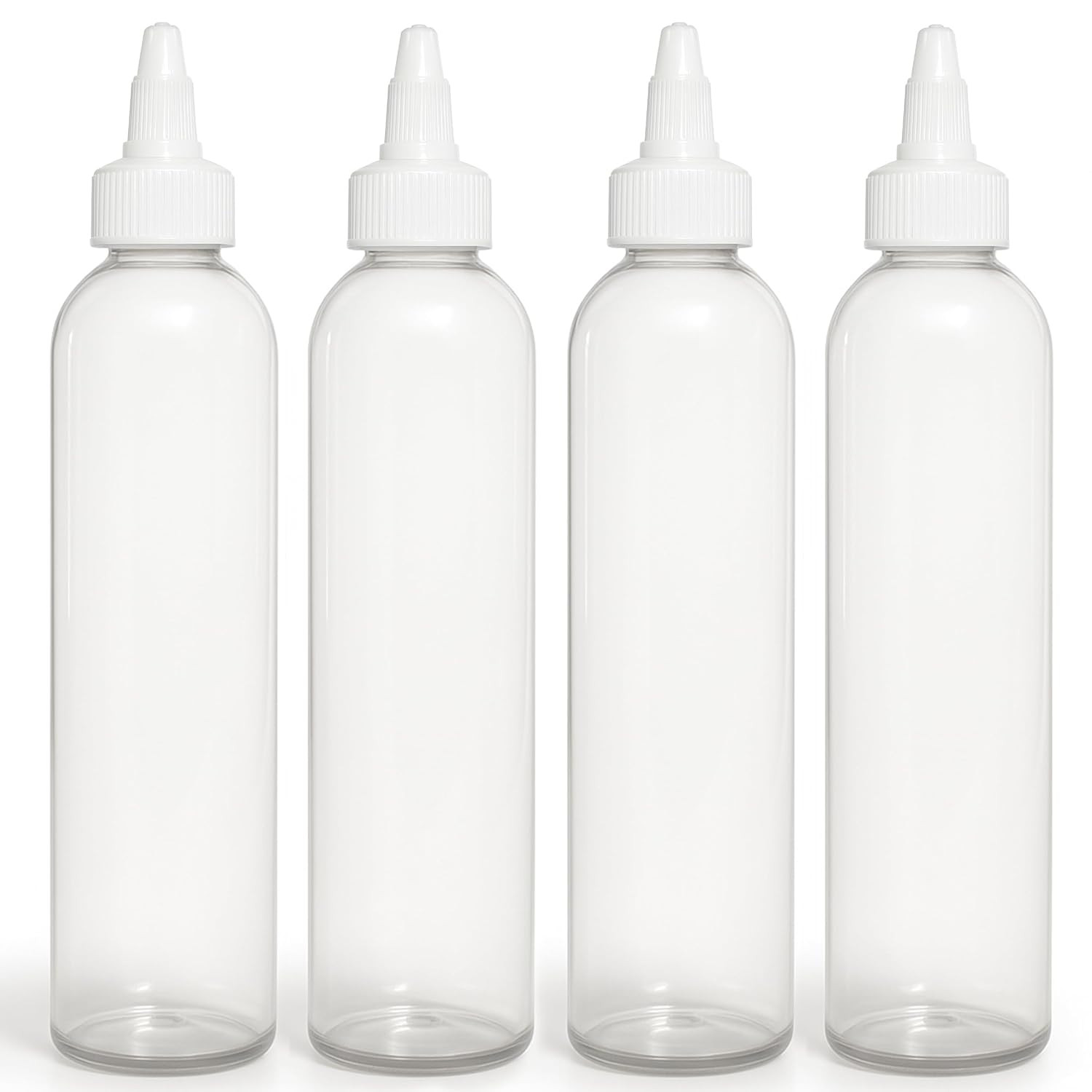 Twist Top Applicator Bottles, Clear 8 OZ BPA-Free Plastic, Empty, Squeeze, Refil