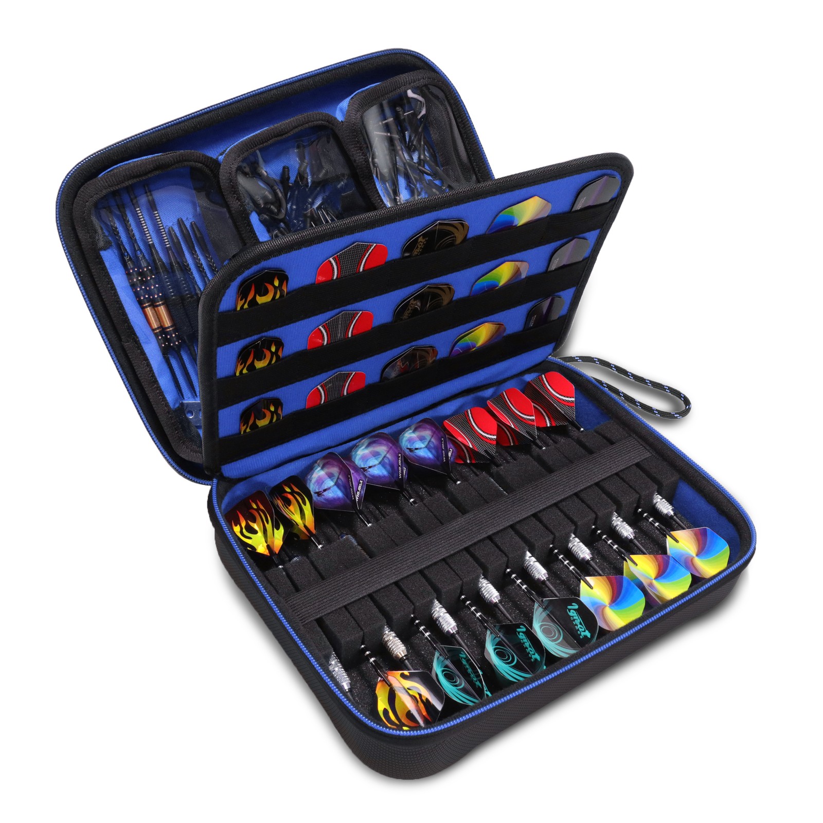 USA GEAR XL Hard Shell Dart Case, Dart Holder for 15 Darts & Accessories - Blue