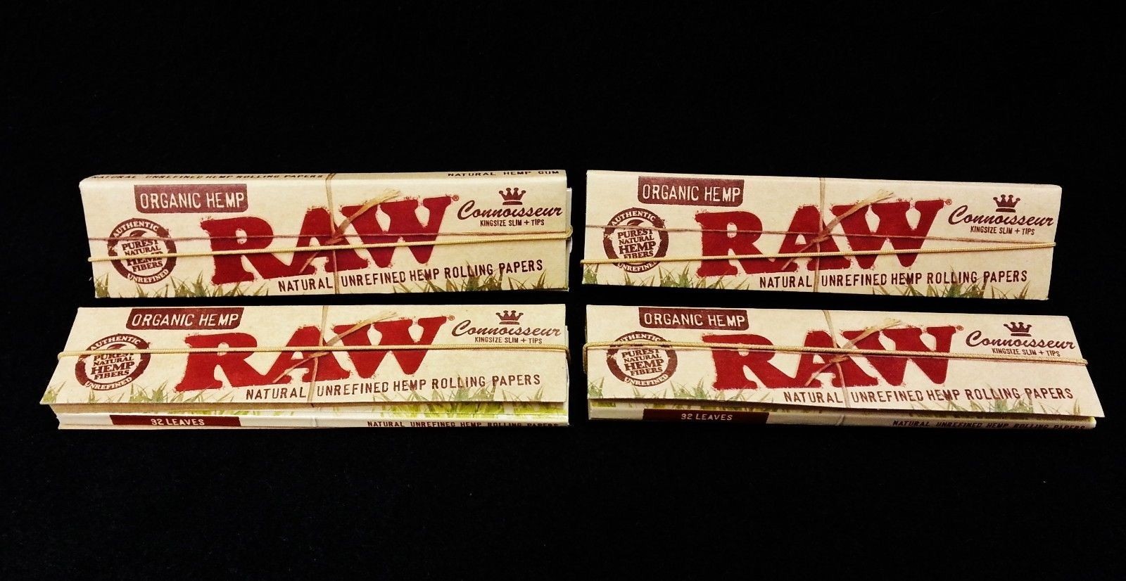 4 Packs Raw Organic Hemp Connoisseur King Size Slim P+T With Free Shipping