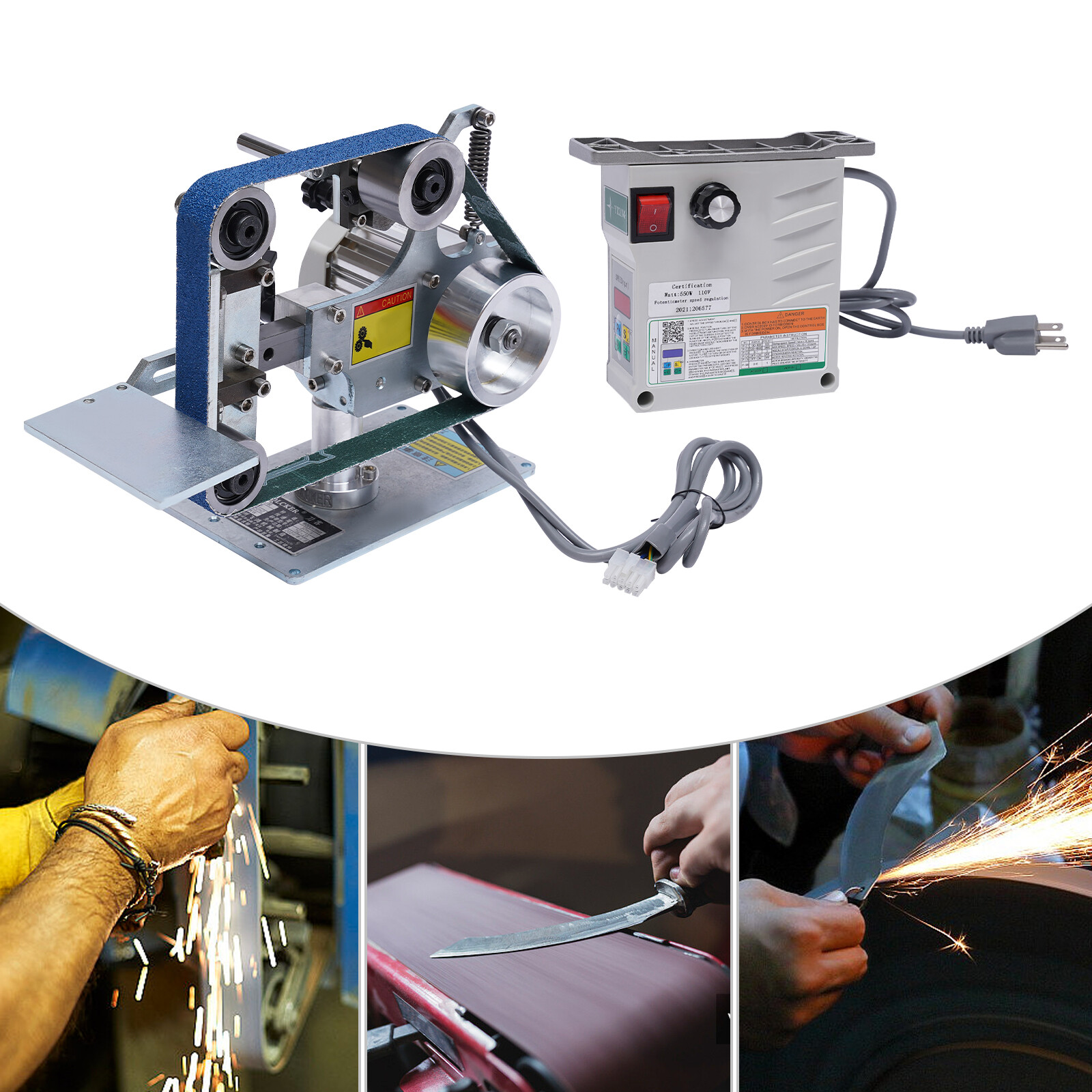 Belt Sander Sharpener Vertical/Horizontal Polishing Grinder Tool & Motor 550W