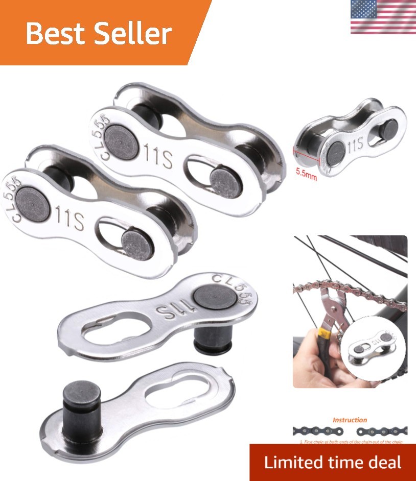 Essential 3 Pairs Stainless Steel Links for 11-Speed Bike Chains - Easy to Use