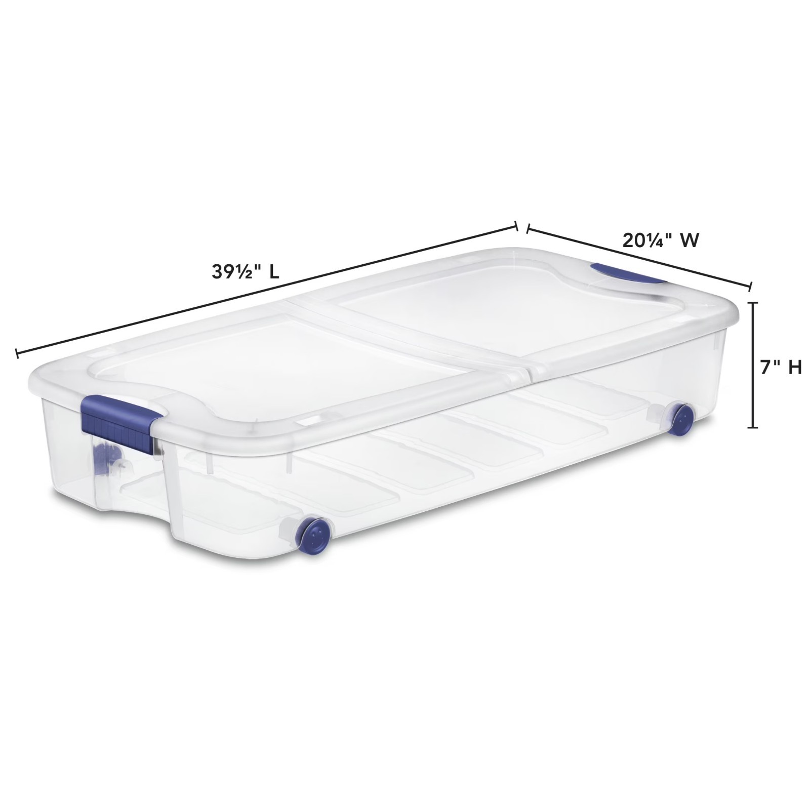 (2 pack) Sterilite 66 Quart Latching Underbed Wheeled Storage Bin, Clear Plastic