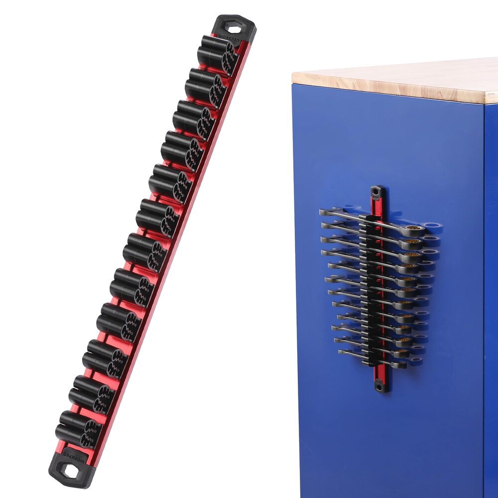 WORKPRO Magnetic Screwdriver Organizer Aluminum Wrench Rail Tool Holder 12 Slots