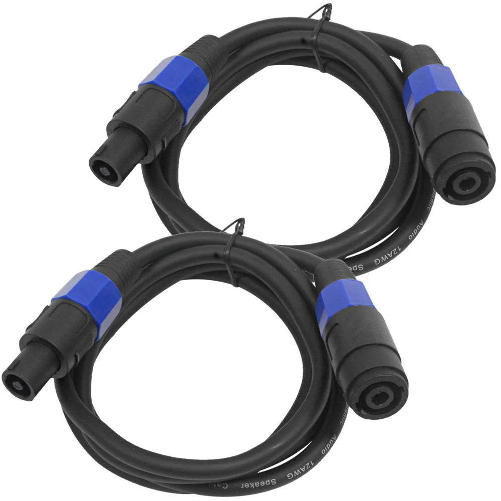 Pair of 6ft Speakon Extension Cables Male to Female Audio Speaker 6 Foot