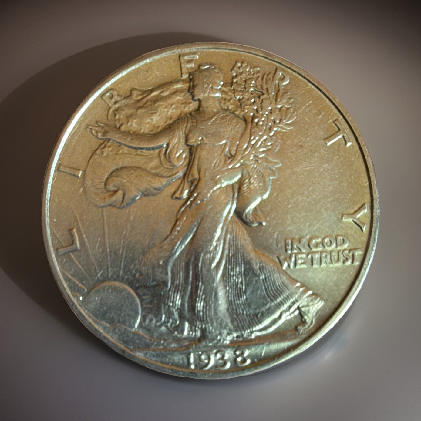 1938 Liberty Walking Half Dollar 50C Silver 0.9 Fine Business Strike P KM#142