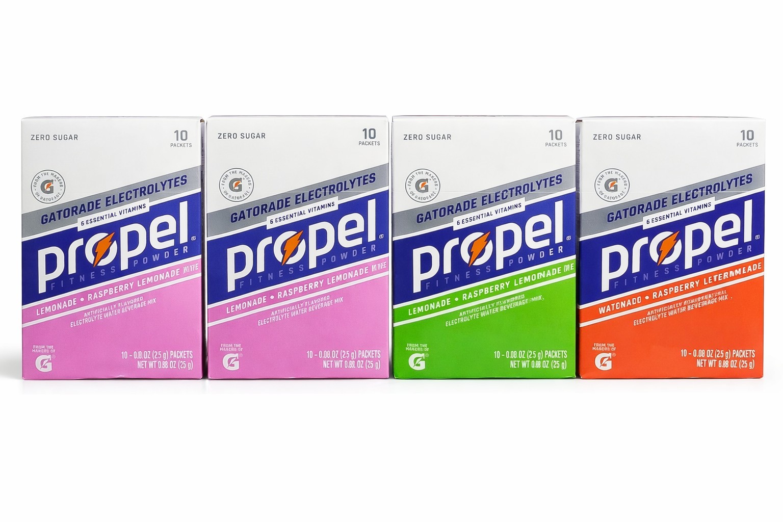 Propel Electrolyte Powder Drink Mix Lot of 4 Boxes Raspberry Lemonade Kiwi...