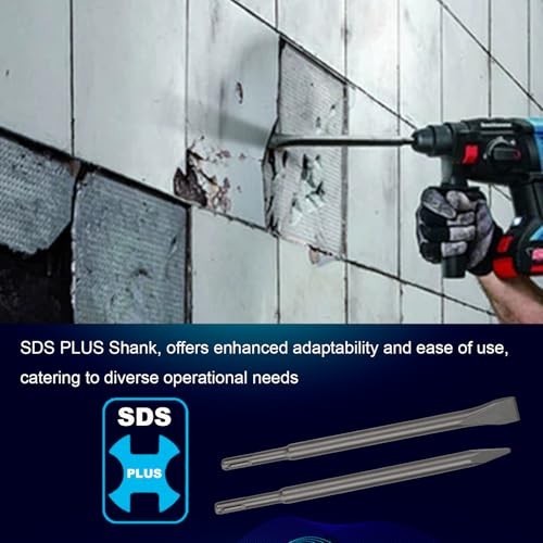 16" SDS Plus Chisel Set, 3/4" Flat Chisel and Point Chisel with Sds Plus Shank