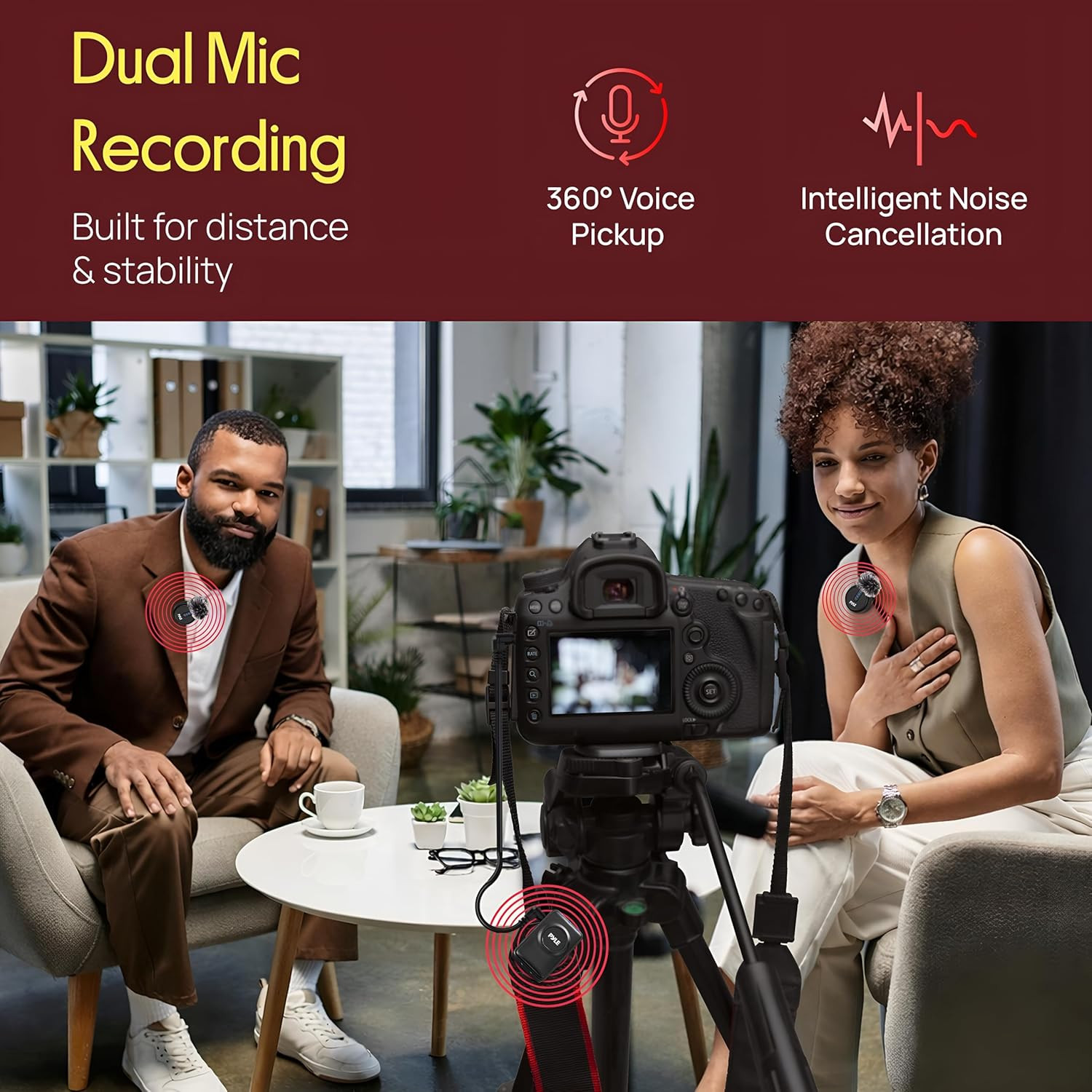 Wireless Lavalier Microphone System | Noise-Canceling Clip-On Lapel Mic with Mag