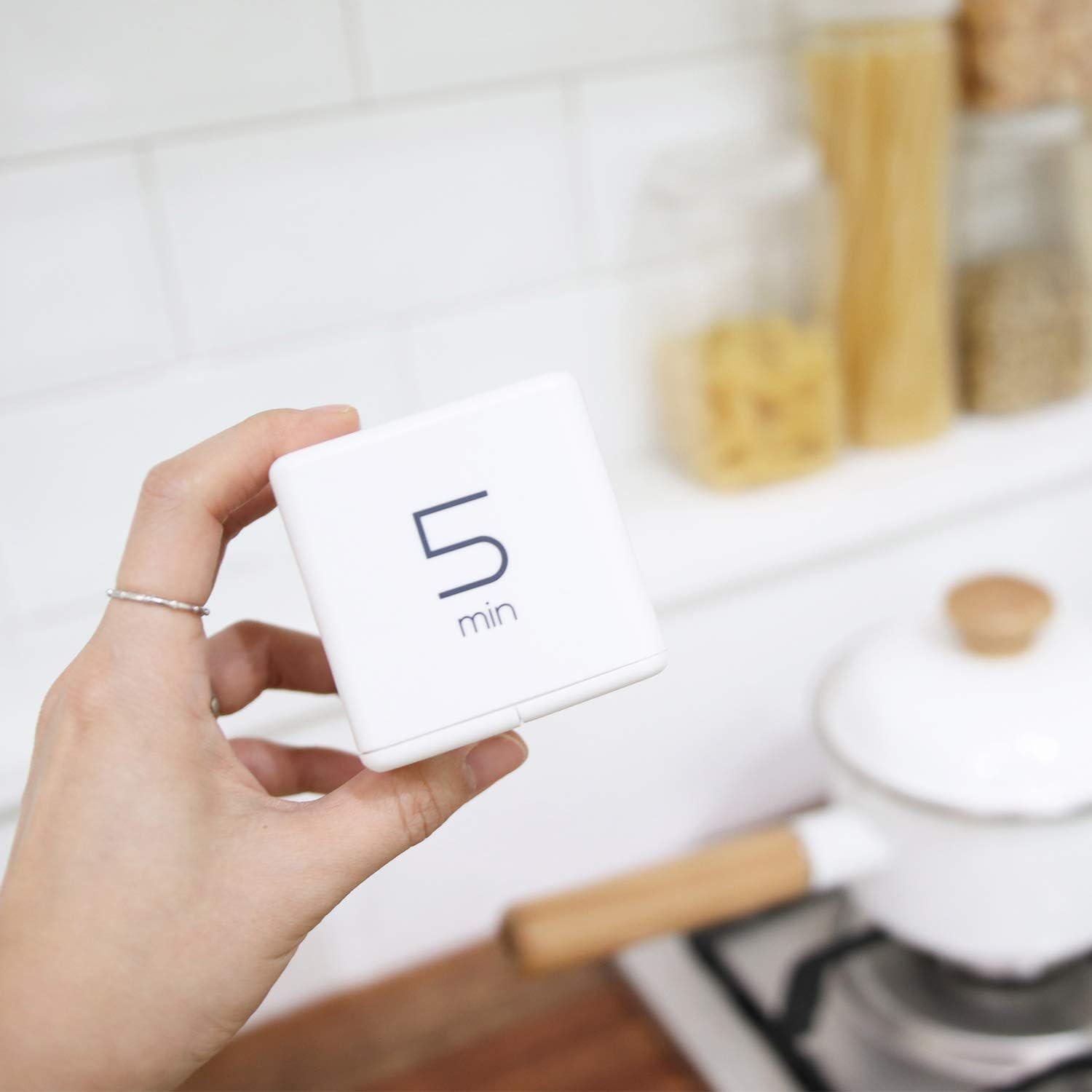 Mooas Cube Timer (White), Timers Cube Flip Block Timers Productivity Gravity Sen
