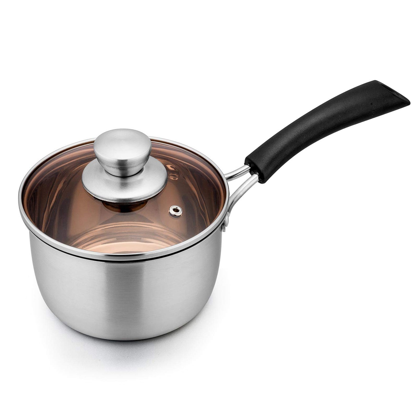 TeamFar 1 Quart Saucepan, Stainless Steel Saucepan with Lid, 1QT, Silver