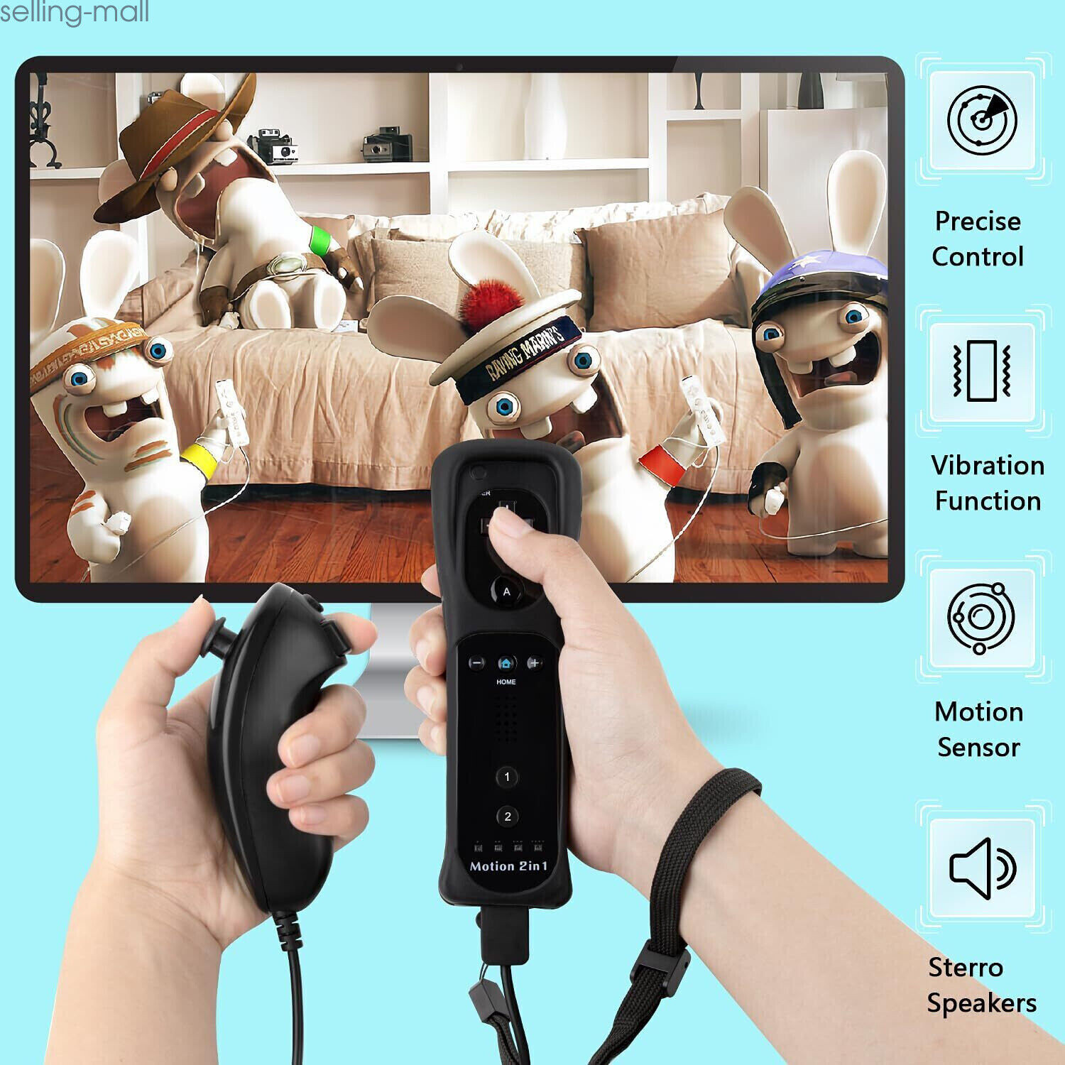 Built-in Motion Plus Wii Remote & Nunchuck Controller for Nintendo Wii Wii U