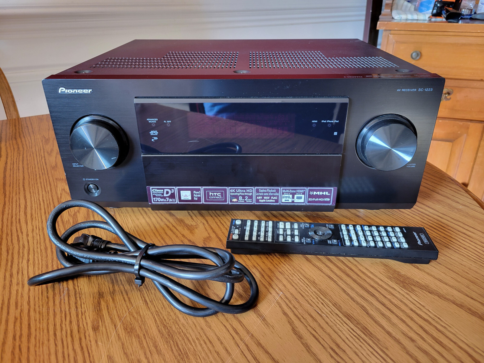 PIONEER SC-1223-K 7.2 CH. 4K AV RECEIVER - CLASS D3 AMP - 120w / Channel TESTED