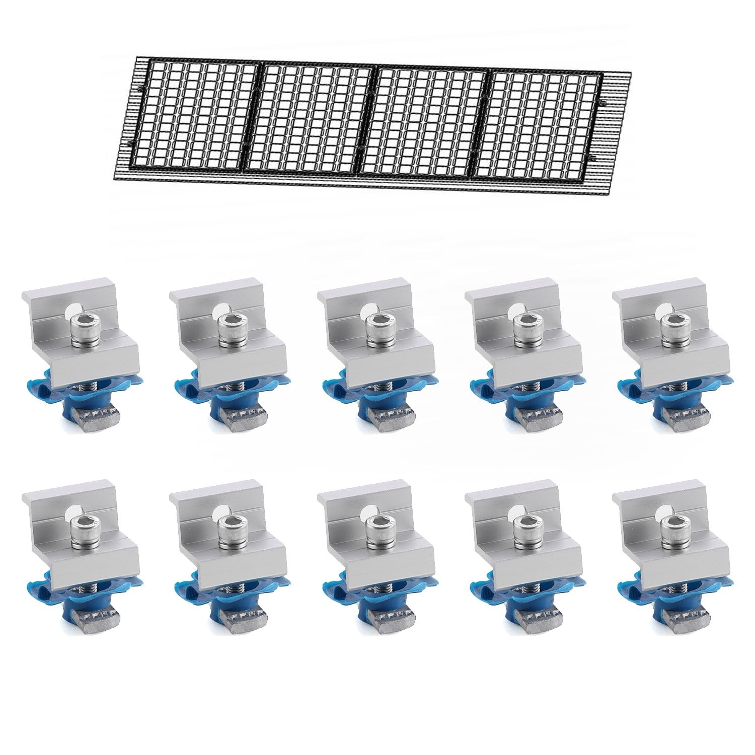 10pcs End Clamp for Unistrut Solar Panel Mount, 2-Hole Silver Clamps
