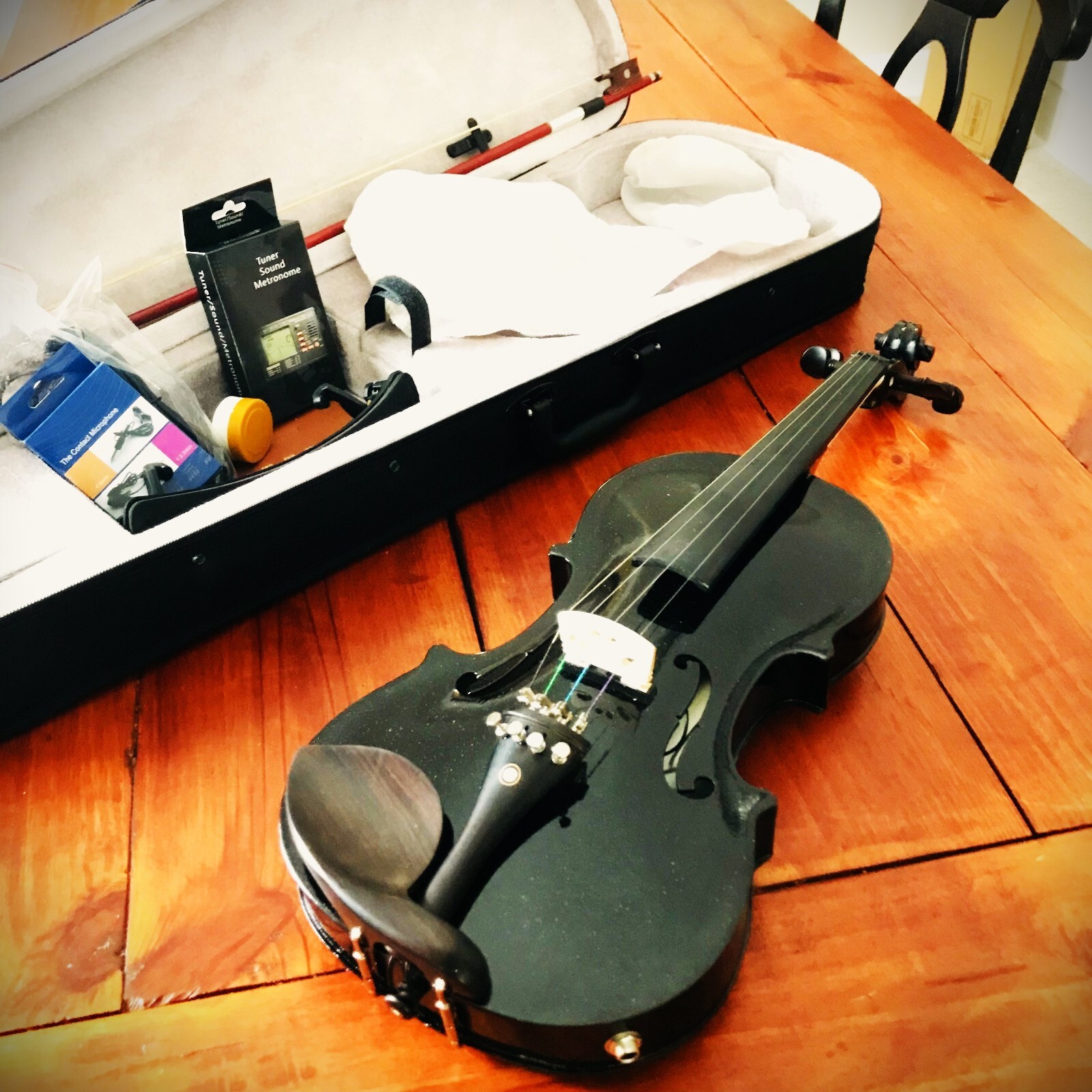 Black Full-Size 4/4 Acoustic Electric Violin w/ Case, Bow & More Glarry GV102