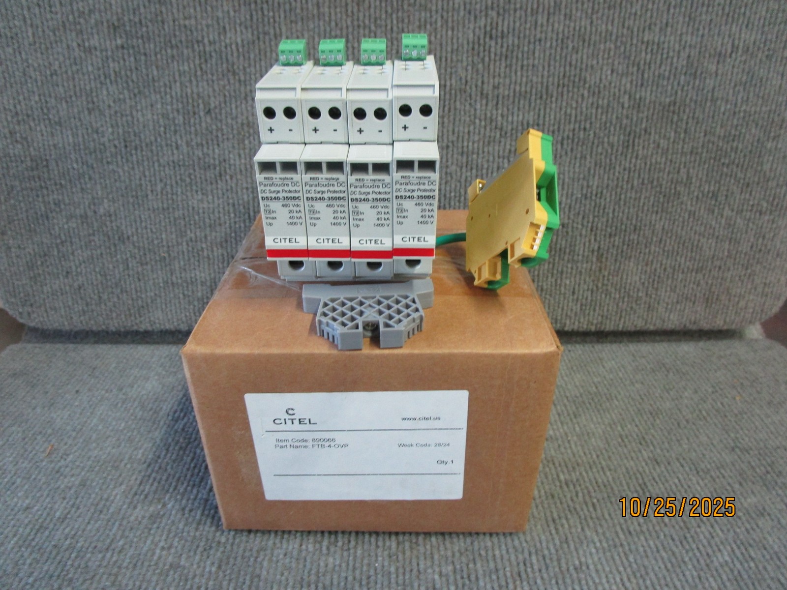 Citel FTB-4-OVP Module w Ground Buss Bar