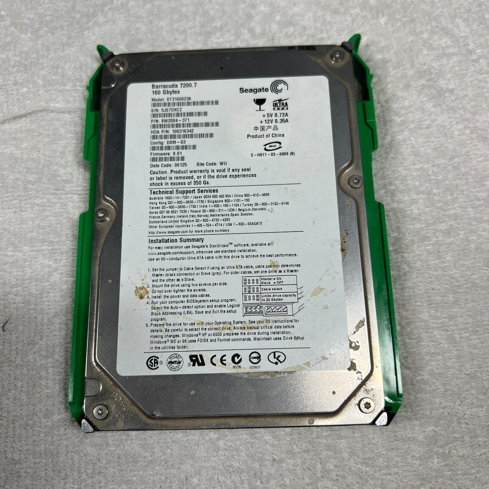 Seagate Barracuda 7200.7 ST3160023AS 160GB Internal IDE 3.5" (Tested)