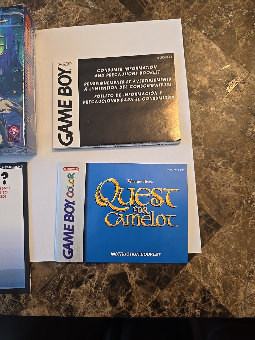 Quest for Camelot (Game Boy Color) BOX, BOOKLETS Mint