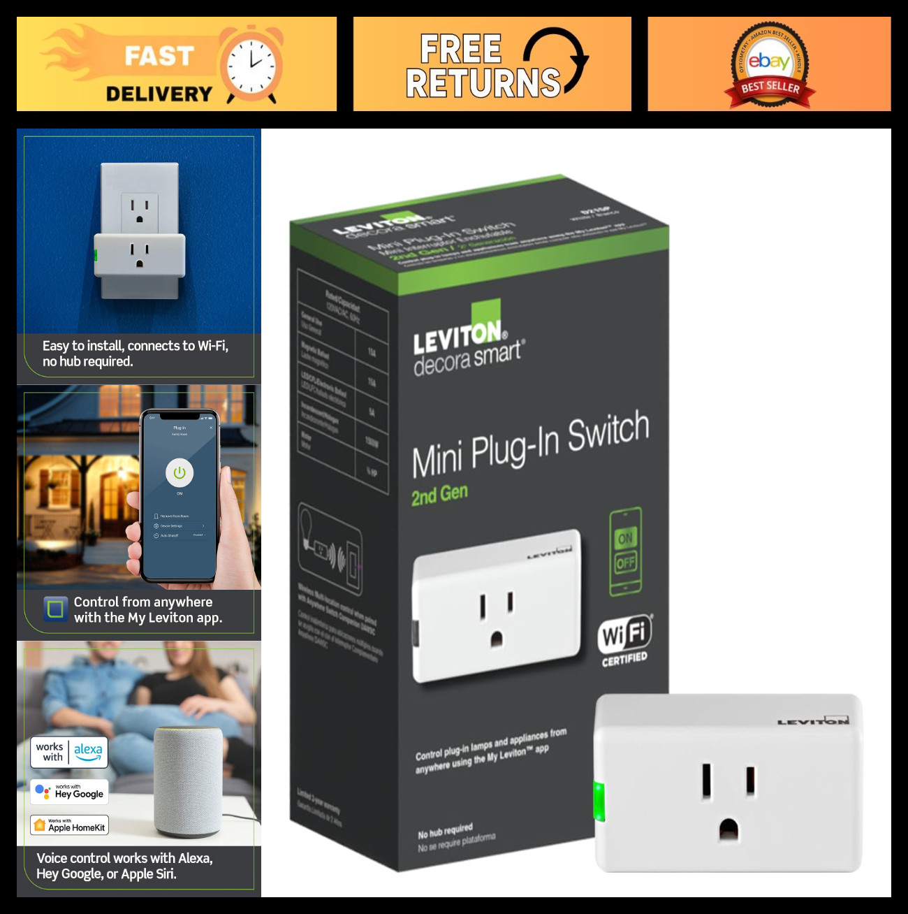 Smart Wi-Fi Plug 2nd Gen, Works with Matter, Alexa, Google Assistant, Apple Home