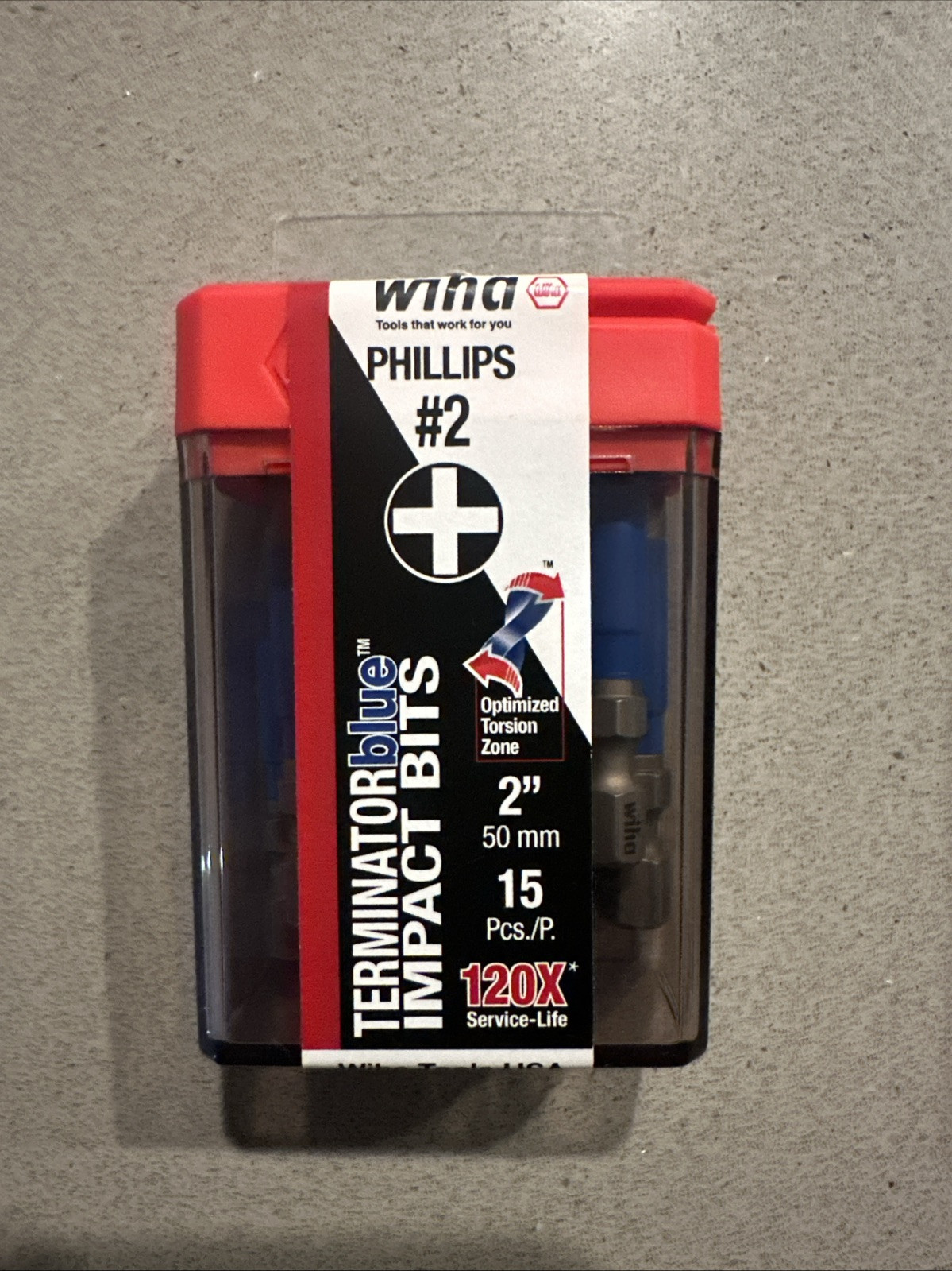Wiha 70242 TerminatorBlue Impact Bit Phillips #2 - 2 Inch - 15 Pack