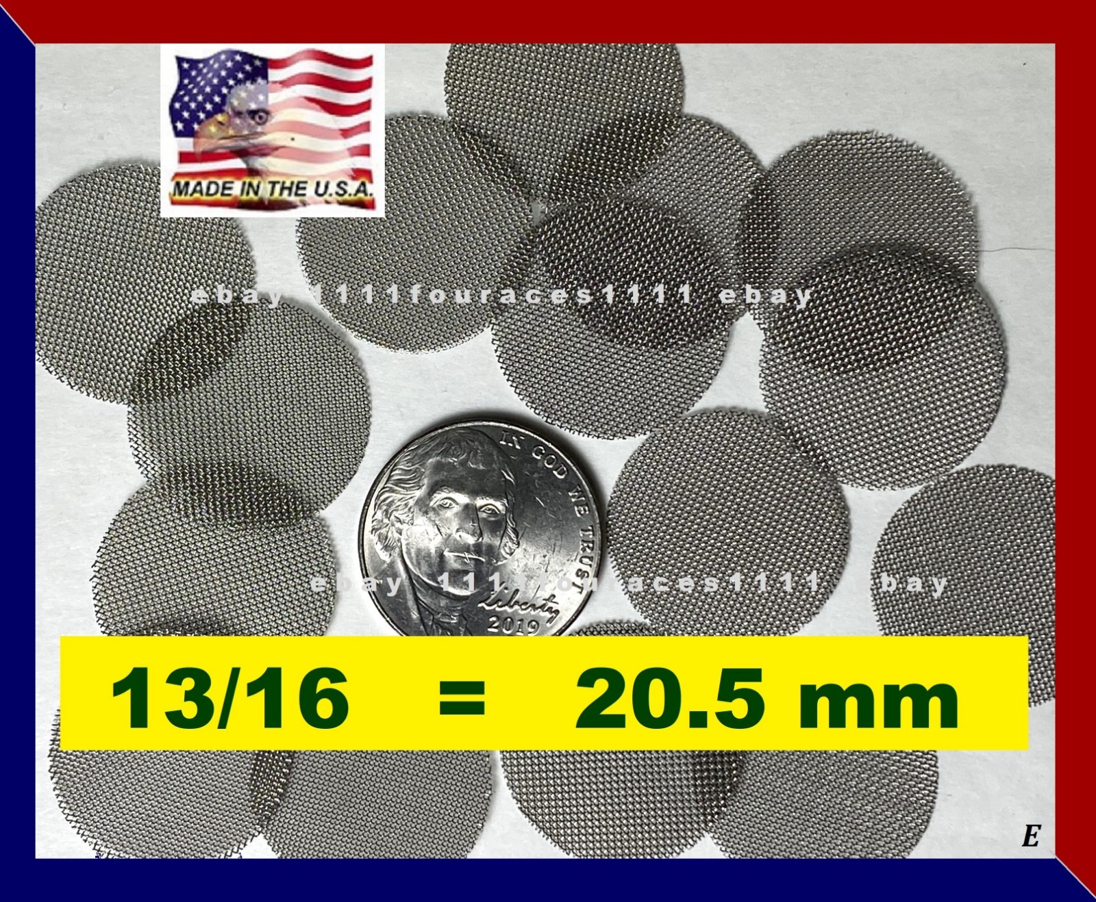 25 Stainless Steel Pipe Screens 13/16" Premium USA 60 Mesh 20mm NICKEL SIZE 𝑬