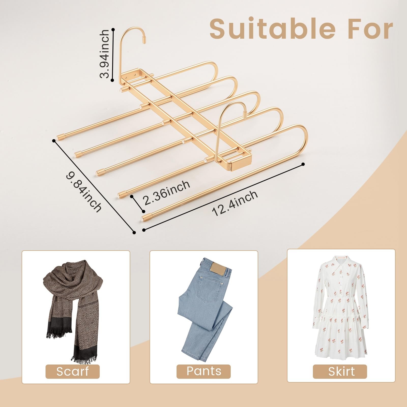 Pants Hangers Space Saving,Closet Hangers 5 Layers 2 Uses Multi Functional Pa...