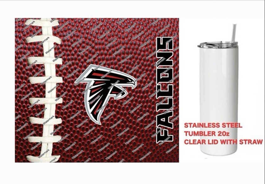 FALCONS   - Pig skin Football - Tumbler 20 oz Stainless Steel