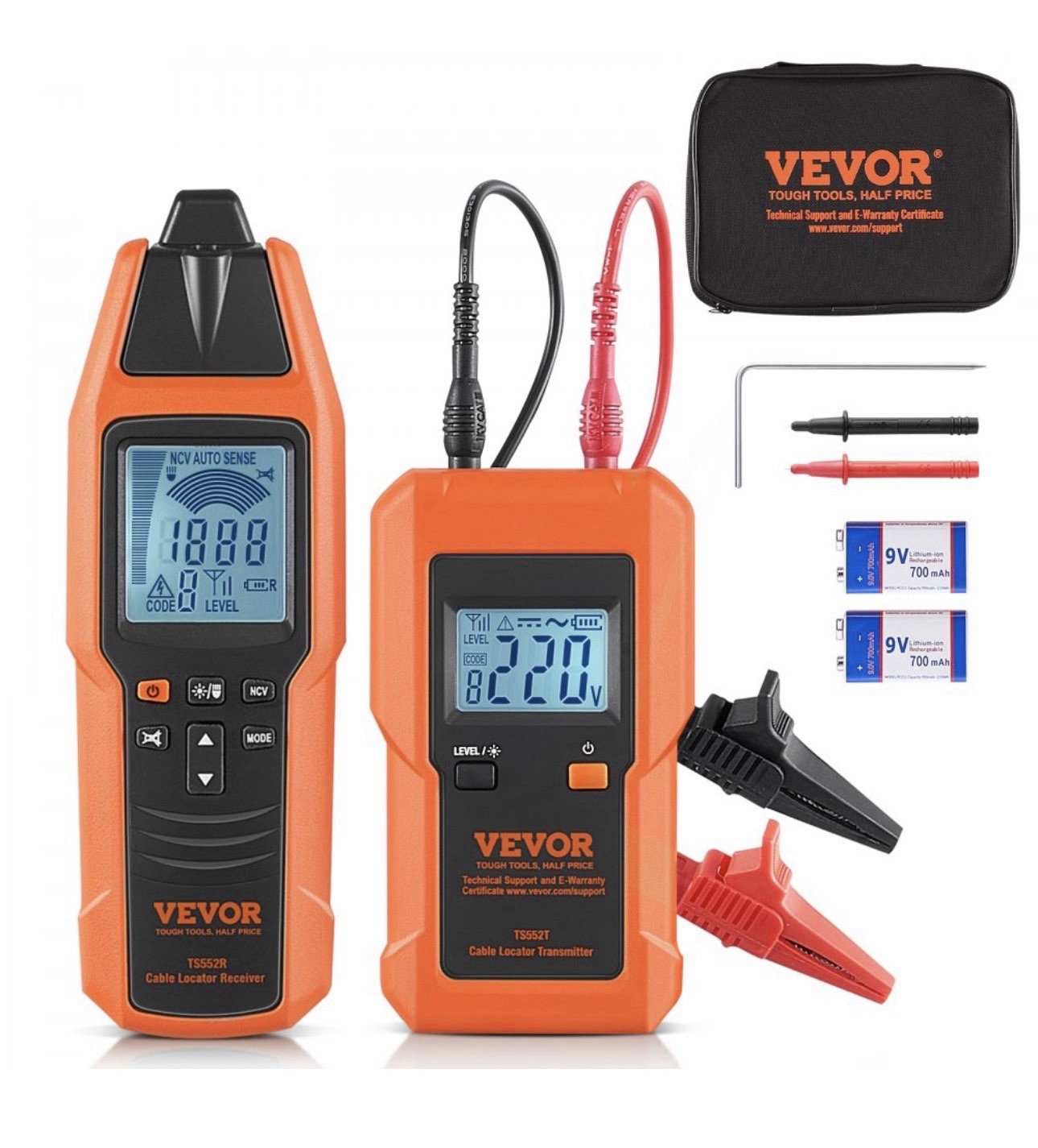 VEVOR Underground Cable Locator 8.5FT Max. Detection Depth Wire Break Detector