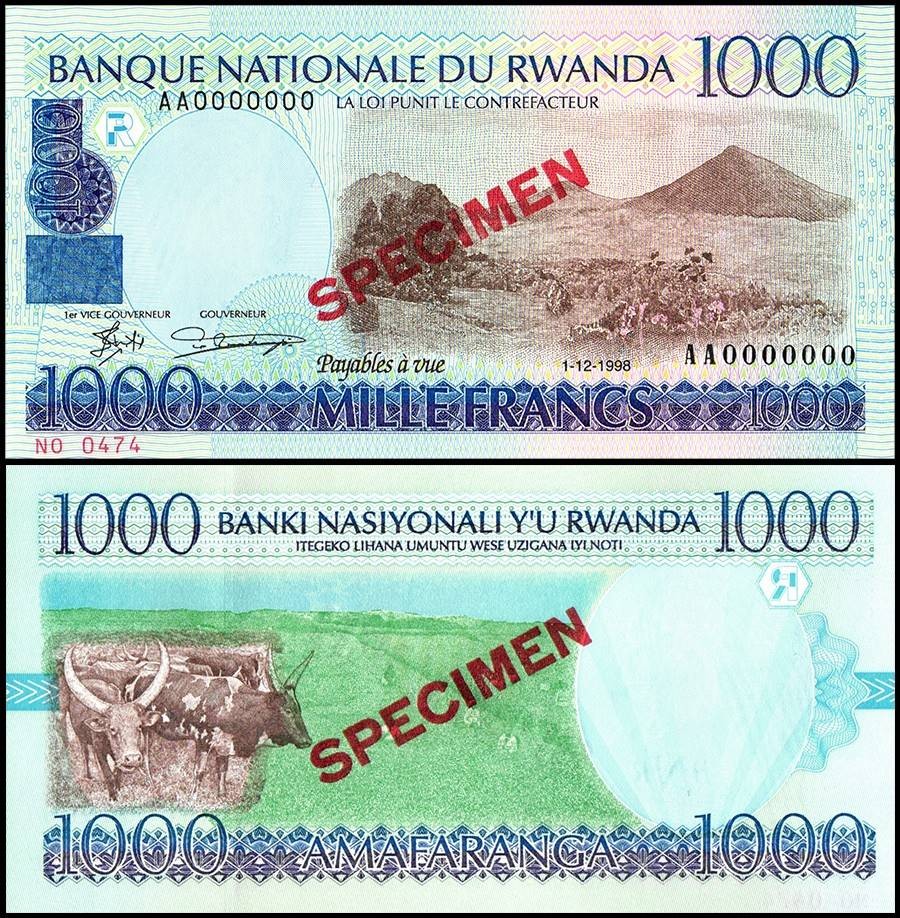 Rwanda 1000 Francs, 1998, P-27as, UNC, Specimen