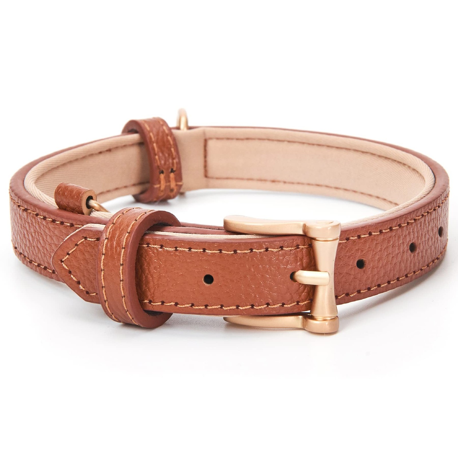 blu&ben Leather Dog Collars Classic Soft Padded Leather Stylish Breathable Co...