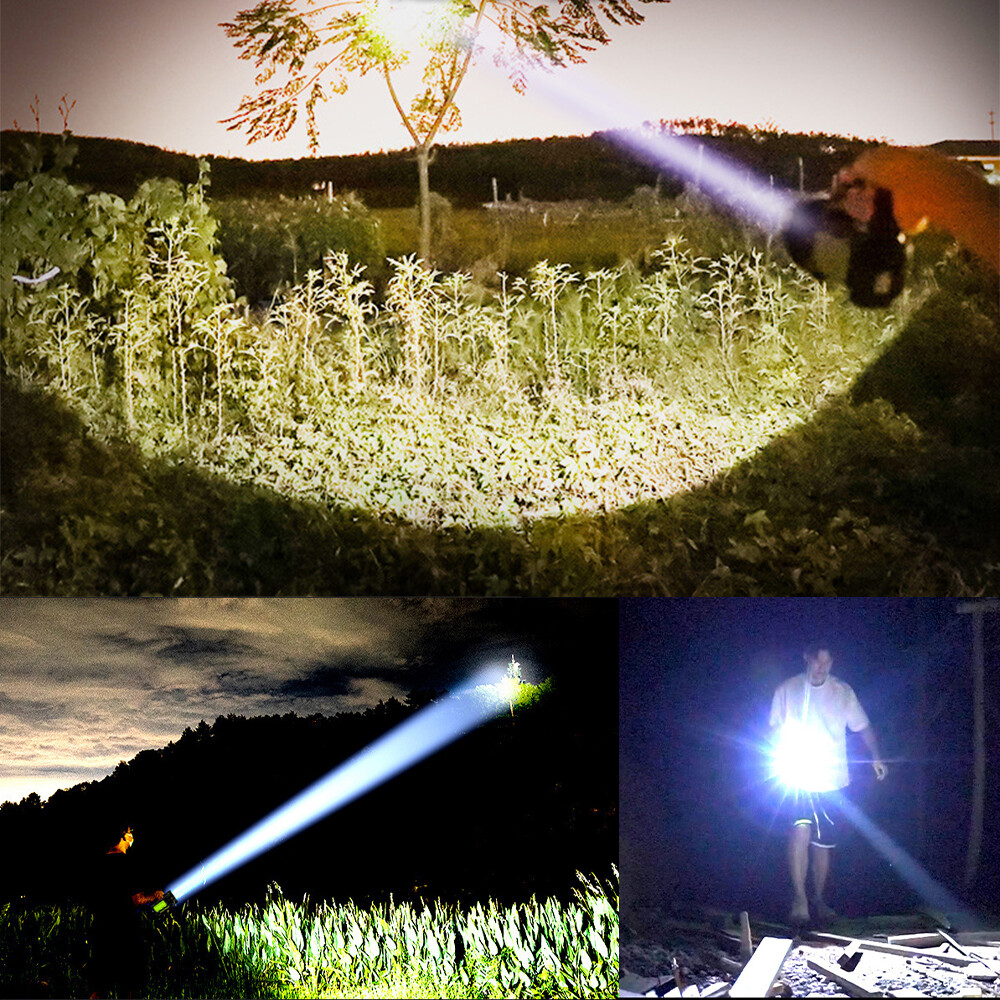 200000 Lumen Super Bright LED Tactical Flashlight Rechargeable LED Work Lights