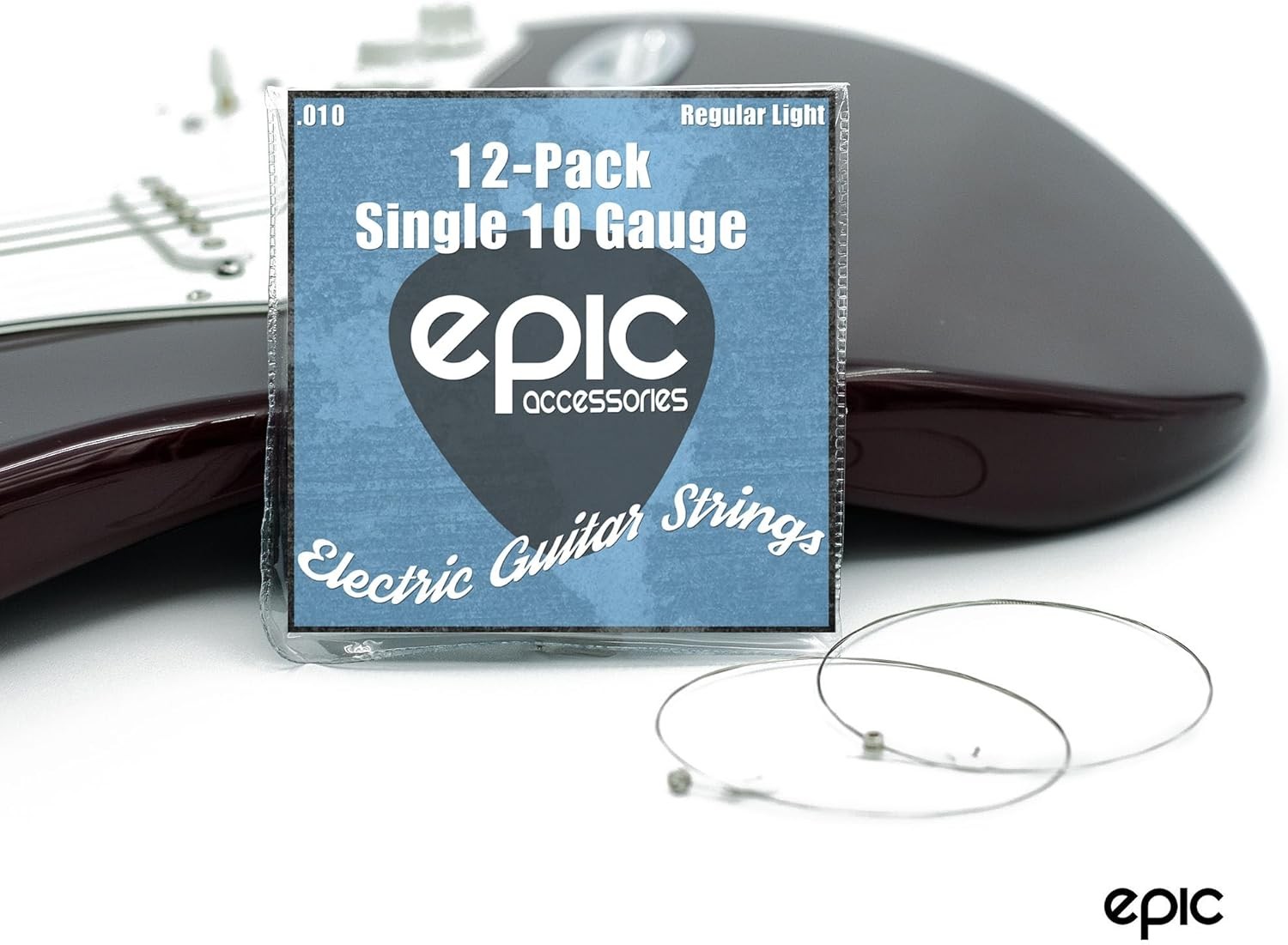 12-Pack .010 Gauge High E String Single Electric Guitar Strings 10