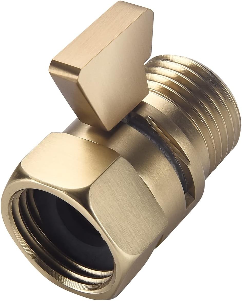 Brushed Gold Shower Head Shut Off Vae, 1/ NPT Flow Control Vae, Brass