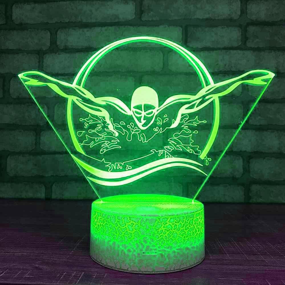 3D Illusion Swimming Night Light 7 Color Changing Touch Switch Desk Decor Lamp