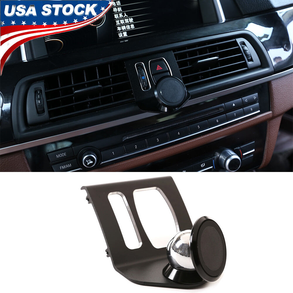 Black 360°Degree Rotary Phone Holder Trim For BMW 5 Series F10 F11 2011-2017