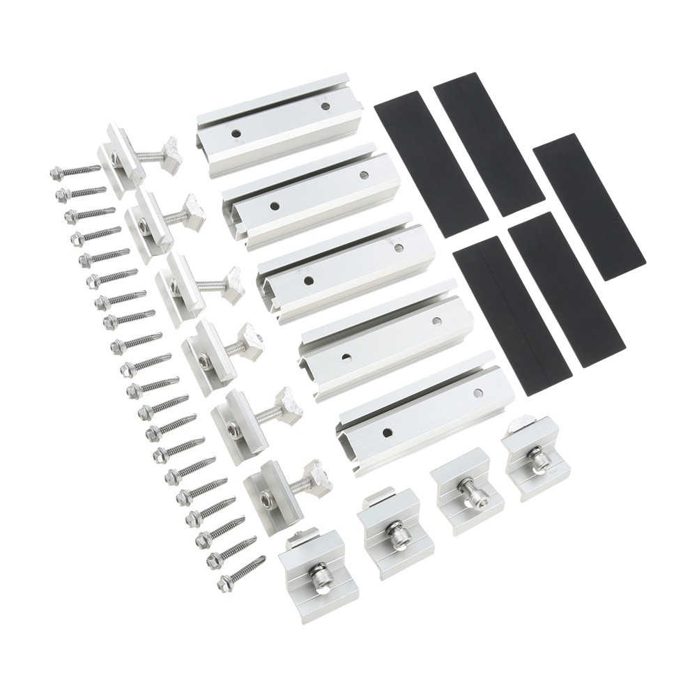 Solar Panel Mounting Brackets Mid and End Clamps and Rails Kit