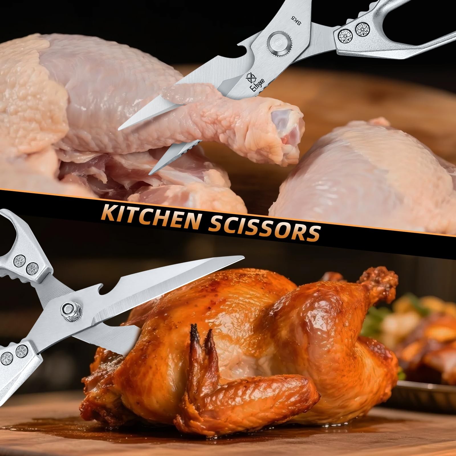Kitchen Scissors All Purpose - Heavy Duty Poultry Shears, Ultra Sharp Japanes...
