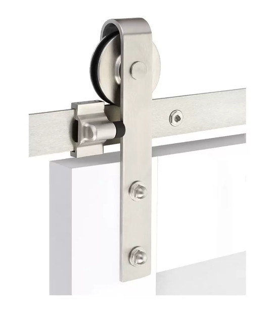 Emtek Face Mount Hanger Barn Door Soft Close Kit 5' Track Solid Wheel & Fastener