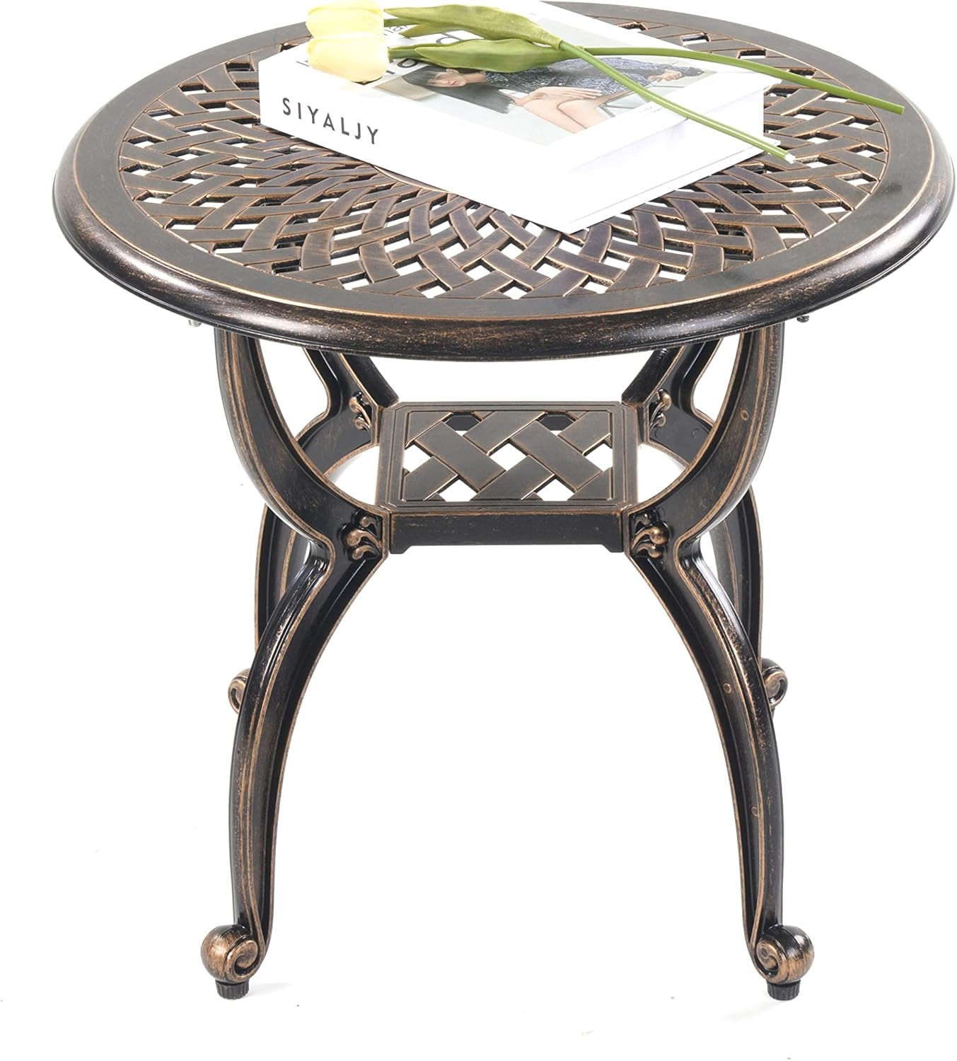 Outdoor Patio,Rust -Resistant Cast Aluminum Side Table,Weather Resistant End Tab
