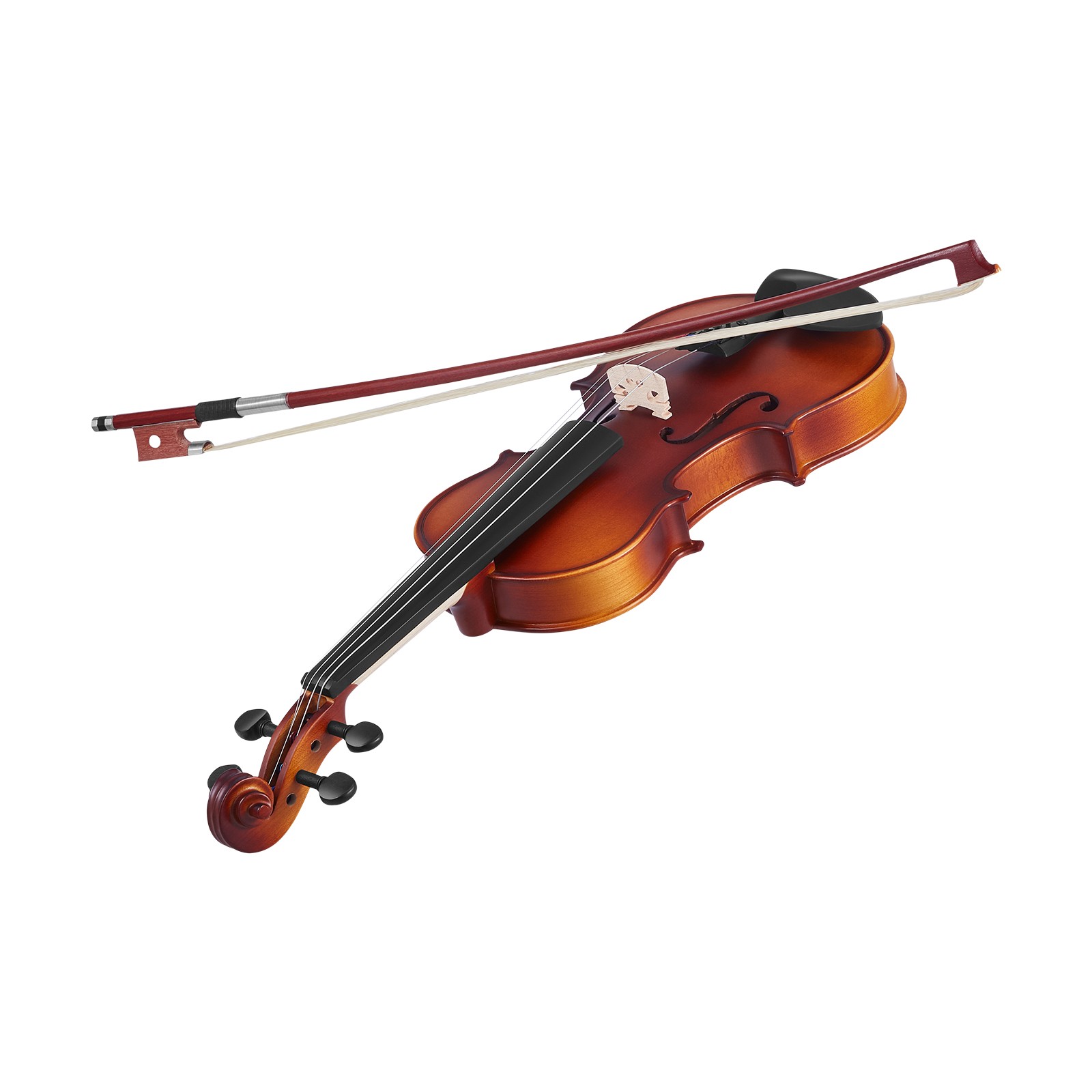 Violin 1/4 Size Fiddle Set Solidwood for Beginners with Case Rosin Brown