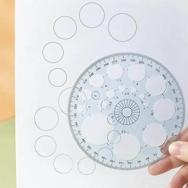 White Full Circle Template Plastic Round Protractor 360 Degree Drawing Tool
