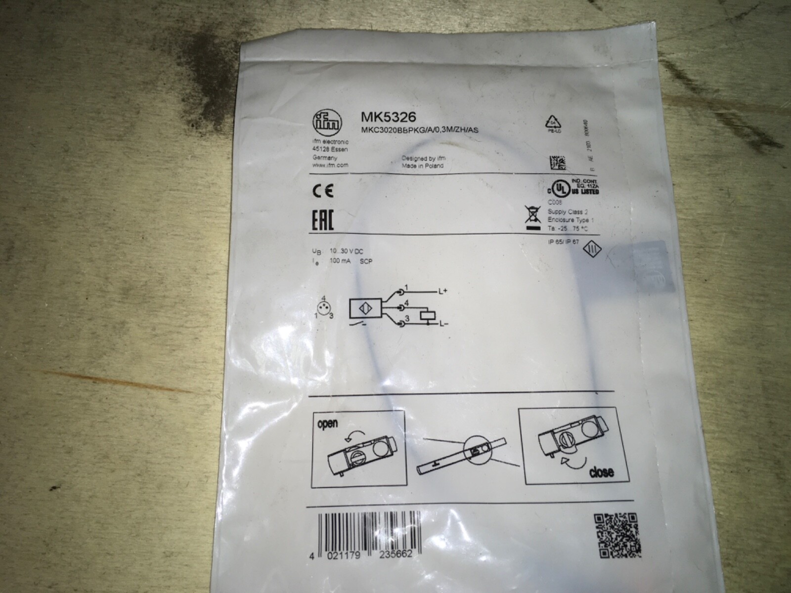 IFM Electronic MK5326, cylinder sensor, NIB, JRM-189