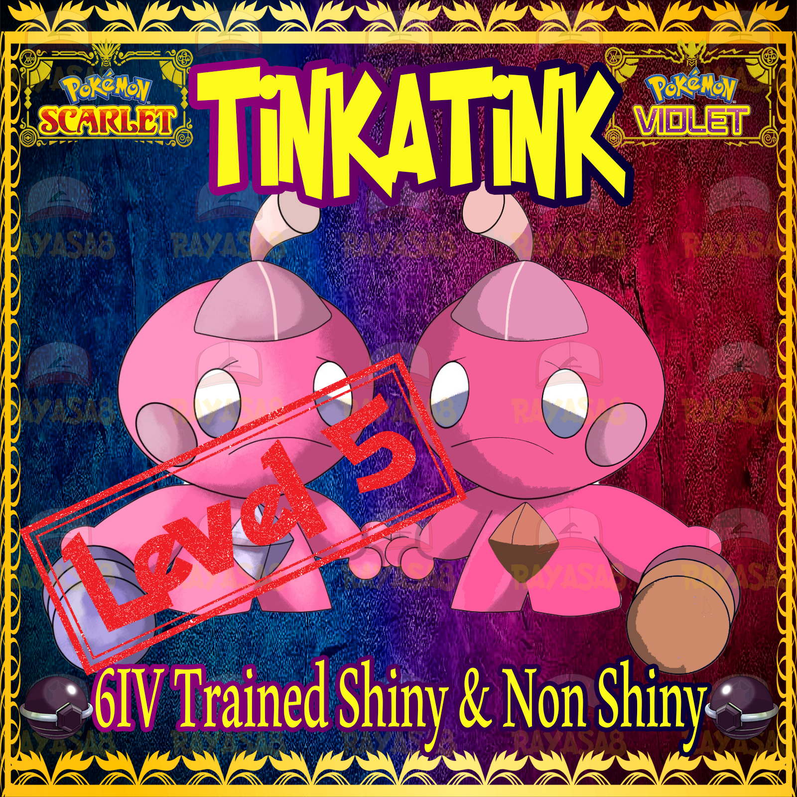 Pokemon Scarlet & Violet Tinkatink 6IV Shiny & Non Shiny Best Stats Home Level 5