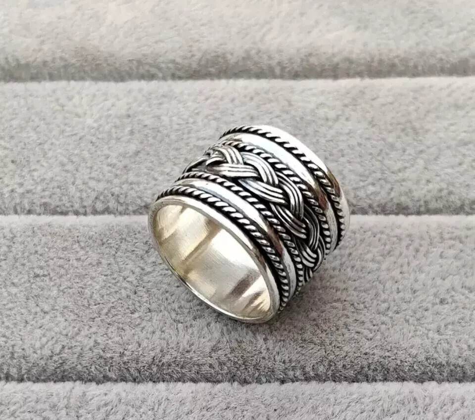 Solid 925 Sterling Silver Spinner Ring Statement Ring For Men & Women All Size
