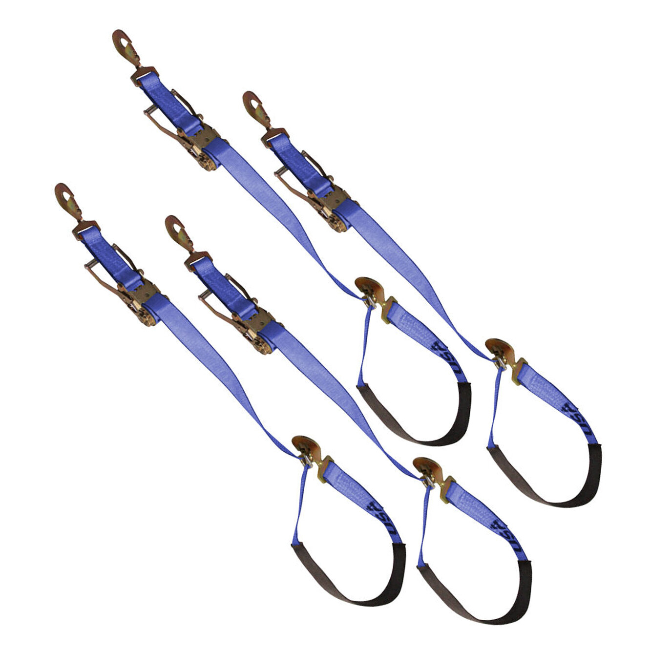 4 Pack 2" x 9' Axle Strap Ratchet Tie Down w/ Snap Hooks 3335 lb WLL Blue