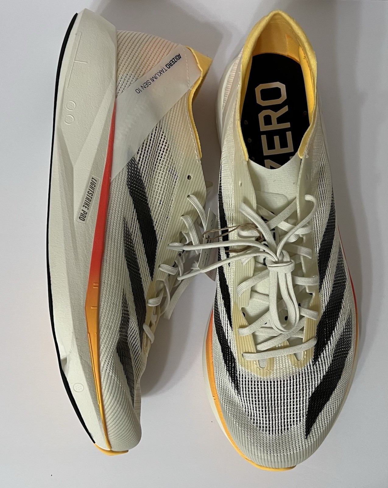 Adidas Adizero Takumi Sen 10 Running Shoes ‘Sun Fire’ Ivory Pack IG8202 Mens 11