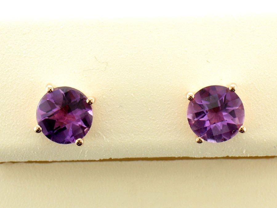 LeVian 14K Rose Gold Push Back Stud Earrings for Her with 2 Ct. Purple Amethyst
